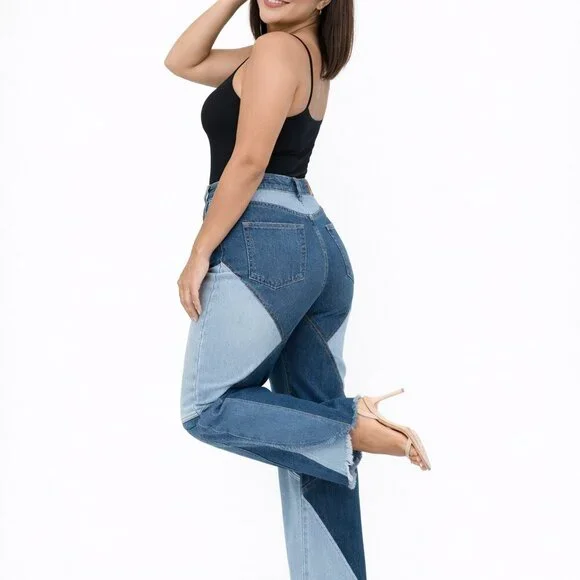 "Sculpt & Flare" Patchwork Jeans - Picture 4 of 14